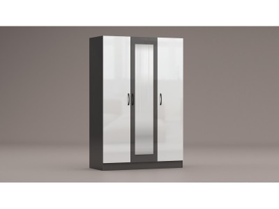 Τρίφυλλη ντουλάπα Apolo 3 ( ανθρακίτη στιλπνό /λευκό στιλπνό )